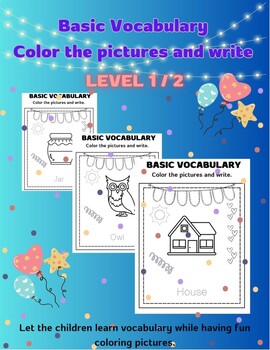 Preview of Basic Vocabulary AND Coloring Book 1/2