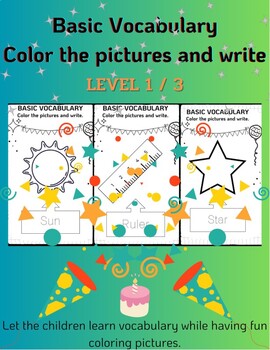 Preview of Basic Vocabulary AND Coloring Book 1/3