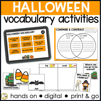Preview of Halloween Early Vocabulary Activities for Speech Therapy  (+ BOOM cards)