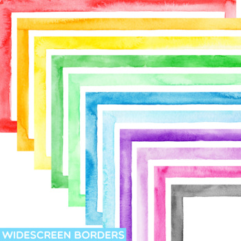 Preview of Basic Watercolor SLIDE Border Clipart, Editable Rainbow Google Slides Templates