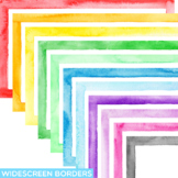 Basic Watercolor SLIDE Border Clipart, Editable Rainbow Go