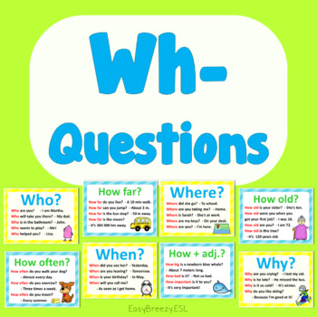 Basic Wh- Questions | Posters by EasyBreezyESL | TPT