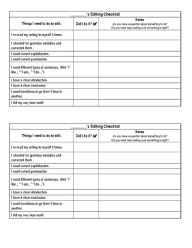 Basic Writing Editing Checklist by Lenahan's Lineup | TPT