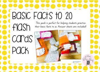 Preview of Basic facts to 20 flash cards pack