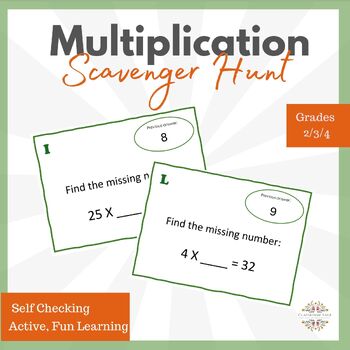 Preview of Basic (simple) Multiplication Practice Scavenger Hunt Game
