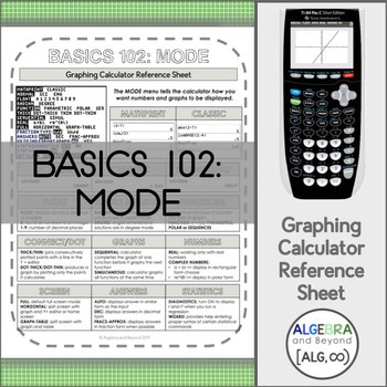 Preview of Basics 102 - Mode Menu | TI-84 Graphing Calculator Reference Sheet