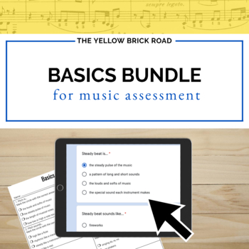 Preview of Music Assessments for the Basics Bundle - Elements of Music Assessments