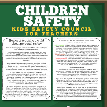 Preview of Basics For teaching a child about personal safety - For Teachers