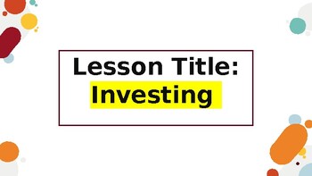 Preview of Basics of Investing Lesson for Personal Financial Literacy