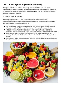 Preview of Basics of healthy diet + tasks (in German)