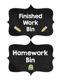 Basket/Bin Labels in Chalkboard, Blue, Black, and White