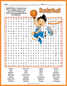 Basketball Word Search Worksheet by Puzzles to Print | TpT
