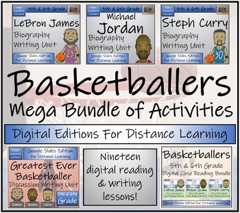 Preview of Basketball Close Reading & Writing Bundle Digital & Print | 5th & 6th Grade