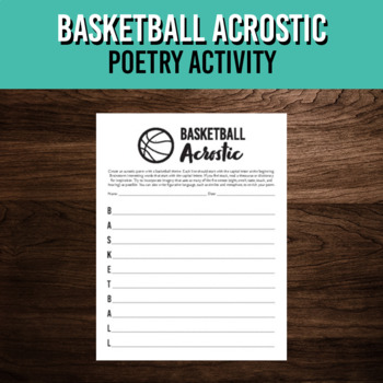 Preview of Basketball Acrostic Poem Template | March Poetry Writing Activity
