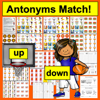 Preview of Basketball Literacy Centers: Antonyms - 60 Pairs - 120 Words