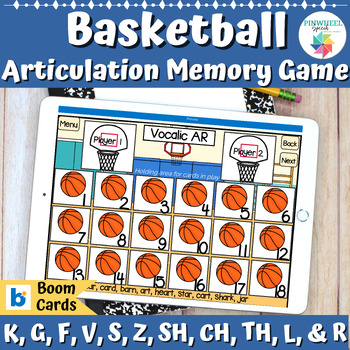 Preview of Basketball Articulation Memory Games Boom Cards™ Speech Therapy Activity