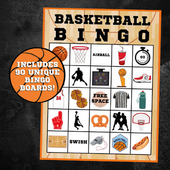 Preview of Basketball Bingo | 90 Cards | March Madness Bingo | Basketball Party