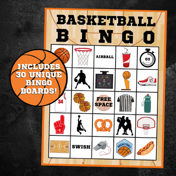Preview of Basketball Bingo | 30 Cards | March Madness Bingo | Basketball Party