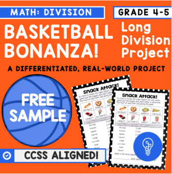 Preview of Basketball Bonanza! Freebie: A Long Division Math Project