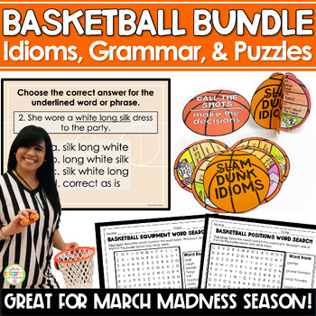 Preview of Basketball Bundle - Grammar Review Puzzles & Idioms - Great for March Madness