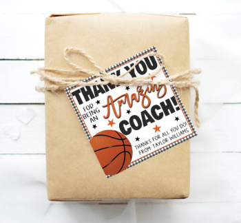 Basketball Coach Gift Tag, Thank You For Being An Amazing Coach,  Appreciation
