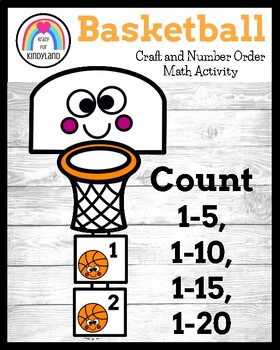 Preview of Basketball Craft Activity: Counting Math Center for March, Sports Madness