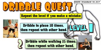 Preview of Basketball Dribble Quest Skill PE Progression - 6 Levels!