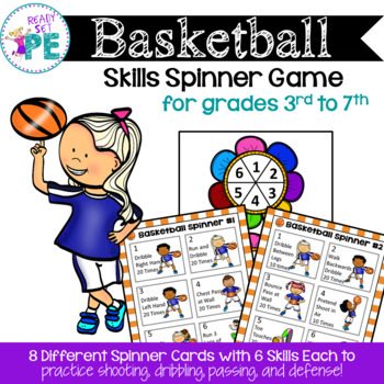 Preview of Basketball Skills Spinner Game - PE, Brain Breaks, Youth Teams
