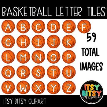 Preview of Basketball Letter Tile Moveable Clipart