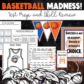 Preview of Basketball Madness Transformation Editable ELAR Test Prep Skill Review March