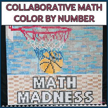 Preview of Basketball Math Madness Collaborative Coloring Poster | Editable