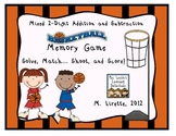 Basketball Math Memory Game- Mixed 2 Digit Addition and Su