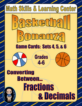 Preview of Basketball Bonanza Game Cards (Converting Fractions to Decimals) Sets 4-5-6