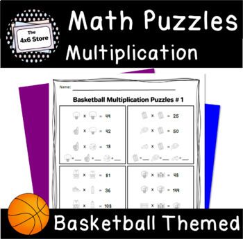Preview of Basketball Multiplication Picture Math Logic Puzzles