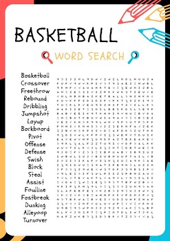 Basketball No Prep Word Search Puzzle Worksheet Activity Morning Work