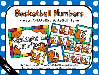 Preview of FREE Basketball Numbers [Ashley Hughes Design]