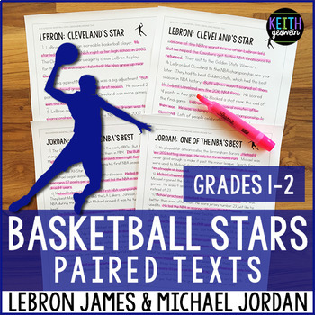 Preview of Basketball Paired Texts: LeBron James and Michael Jordan (Grades 1-2)