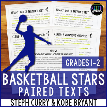 Preview of Basketball Paired Texts: Steph Curry and Kobe Bryant (Grades 1-2)