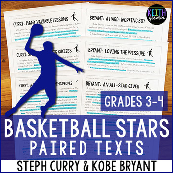 Preview of Basketball Paired Texts: Steph Curry and Kobe Bryant (Grades 3-4)