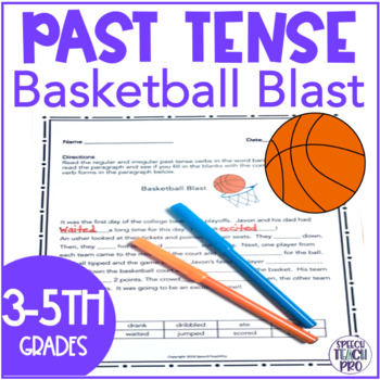 Preview of Basketball Past Tense Verbs Speech Therapy