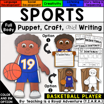 Preview of Basketball Player Craft & Writing | Basketball Player Paper Bag Puppet Template