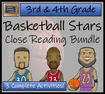 Preview of Basketball Players Close Reading Comprehension Activity Bundle | 3rd & 4th Grade