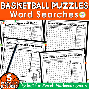 Basketball Puzzles | Word Search Puzzle | March by Your Thrifty Co-Teacher