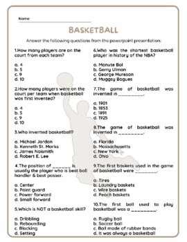 Adgang afregning Vær opmærksom på Basketball Quiz Teaching Resources | TPT