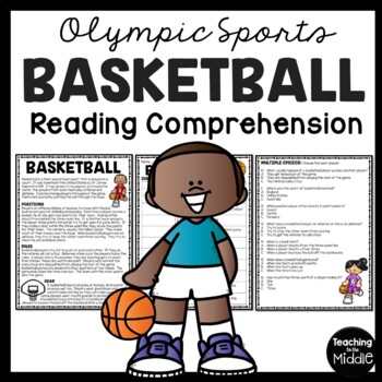 Preview of Basketball Reading Comprehension Informational Worksheet Olympic Sports Olympics