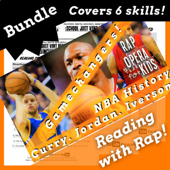 Preview of Middle School Basketball Reading Comprehension Activities with Rap Song