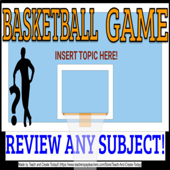 Preview of Basketball Review Game Activity Template Math ELA Comprehension