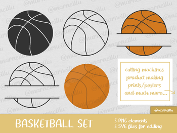 Preview of Basketball SVG Clipart Set - image, printable, sport, ball, balls, cricut