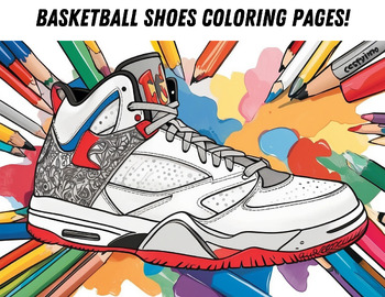 Preview of Basketball Shoes Coloring Pages - Classroom Community - Sports Coloring Book