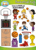 Basketball Sports Kid Characters Clipart {Zip-A-Dee-Doo-Da